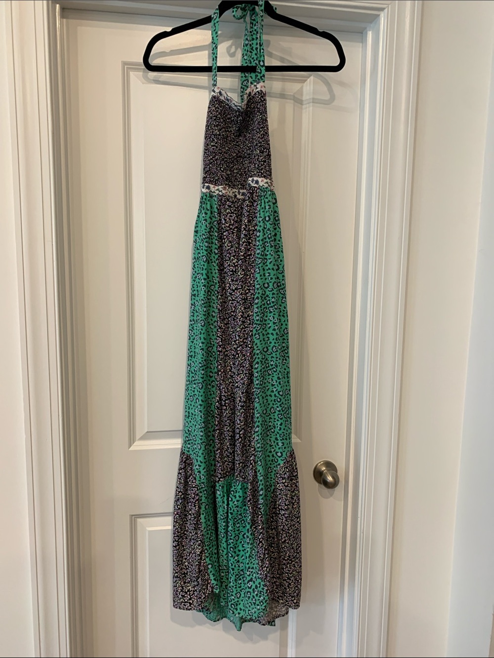 Urban Outfitters Green and Black Patterned Maxi Dress